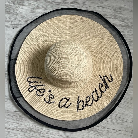 Lifes a Beach Sequined Summer Hat With Lace Net Edge main image 8